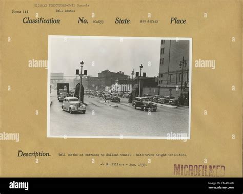 Toll Booths At Entrance To Holland Tunnel. Original caption: Toll ...