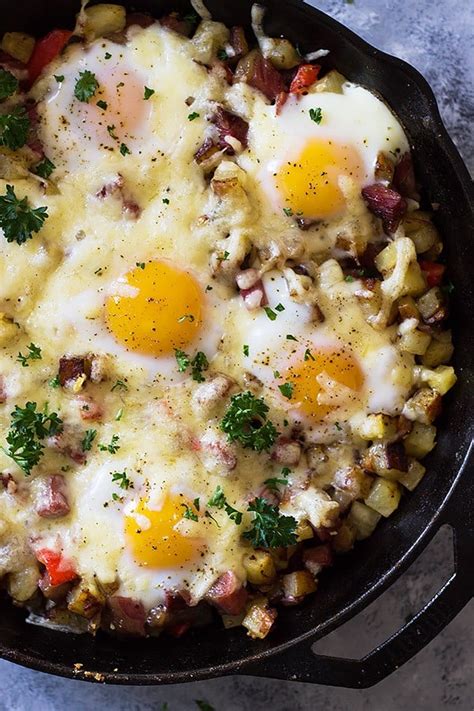 Cheesy Corned Beef Hash with Baked Eggs - Countryside Cravings