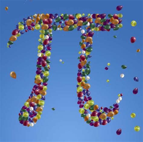 the pi symbol made out of balloons floating in the air