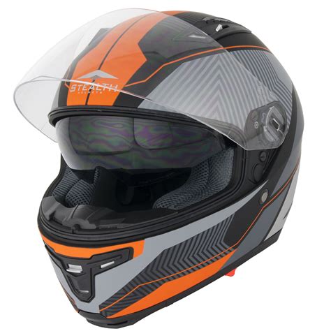 Stealth F117 Neon Orange Motorcycle Helmet HD117 Motorbike Inner Visor Crash Lid | eBay