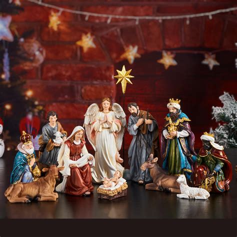 The Holiday Aisle® 13 Piece Indoor Christmas Nativity Sets Holy Family ...