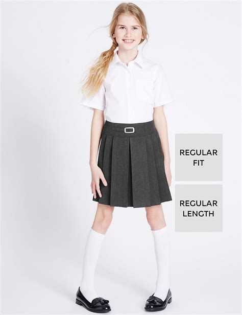 Girls' Permanent Pleats School Skirt (2-16 Yrs) | M&S Collection | M&S ...