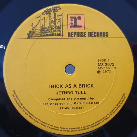 Jethro Tull - Thick As A Brick (1972, Vinyl) | Discogs