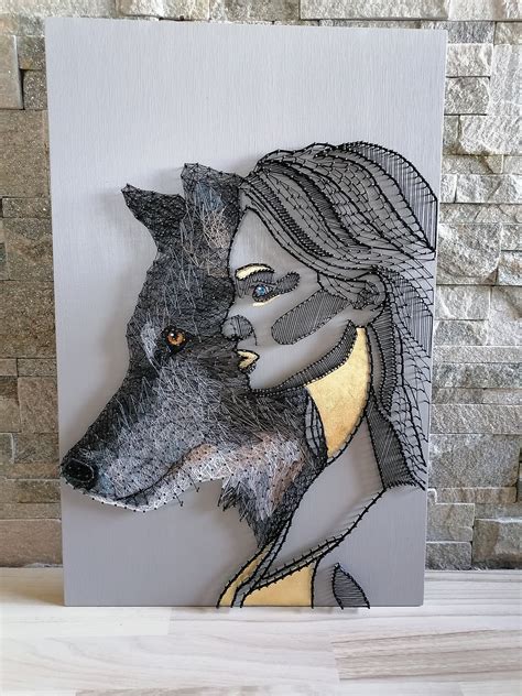 String Art Wolf-womanwildlife Art Wolf Decoranimal - Etsy