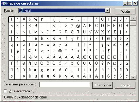 Informatica: Mapa de Caracteres