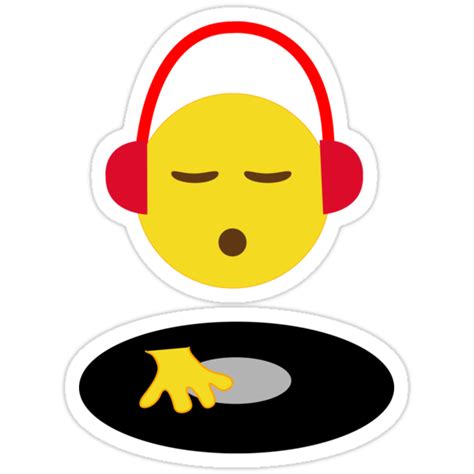 "Emoji DJ Disc Jockey Scratch Vinyl Record Turntable Retro Design" Stickers by customshirtgirl ...