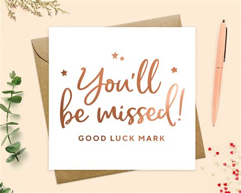 You'll Be Missed Card Personalised Good Luck Card Leave - Etsy UK