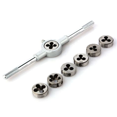 8 pcs/sets Of Metric Taps Dies Wrench Handle Tap And Die Set M3 M12 Screw Thread Plugs Straight ...