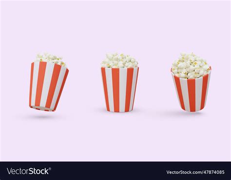 Round paper cups filled with popcorn traditional Vector Image