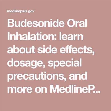 Budesonide Oral Inhalation: learn about side effects, dosage, special ...