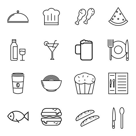 food and drink icon set 3456171 Vector Art at Vecteezy