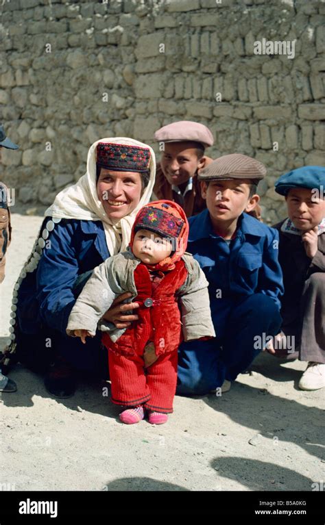 Portrait of a Tajik woman and children at Tashkorgan in Xinjiang China G Corrigan Stock Photo ...