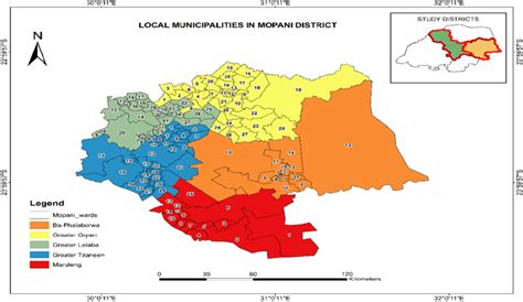 Map showing local municipalities at Mopani district Source: ARC-GIS 10.6. | Download Scientific ...