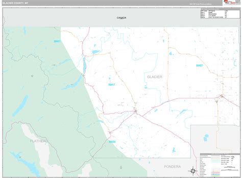 Glacier County, MT Wall Map Premium Style by MarketMAPS