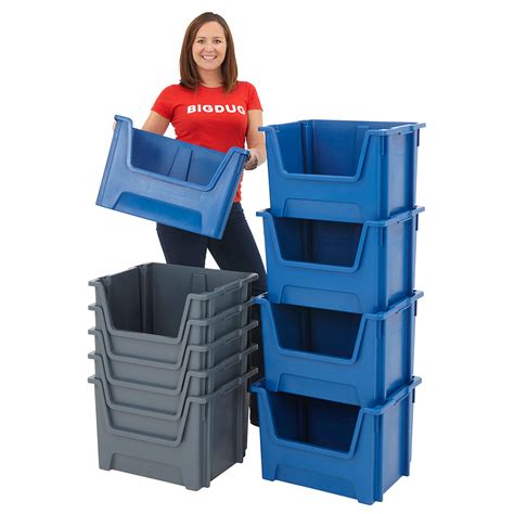 BiGDUG Essentials Large Plastic Stacking Pick Bins | Stackable storage bins, Stacking bins, Storage