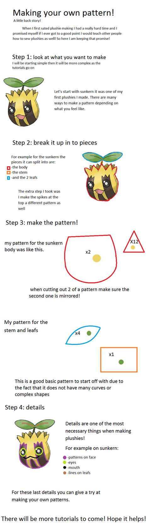 sunkern pattern tutorial by Plush-Lore on deviantART | Plushie patterns, Plush pattern, Pattern