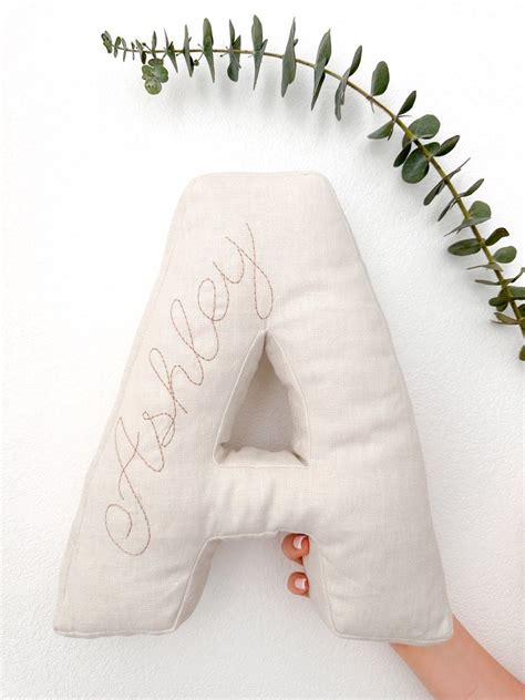 Initial Pillow Linen Letter Pillow Letter Cushion - Etsy