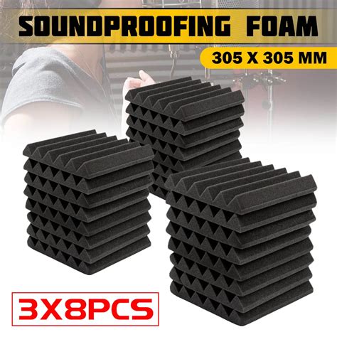 3x8Pcs 305 x 305 x 45mm Soundproofing Foam Acoustic Foam Sound Treatment Studio Room Absorption ...