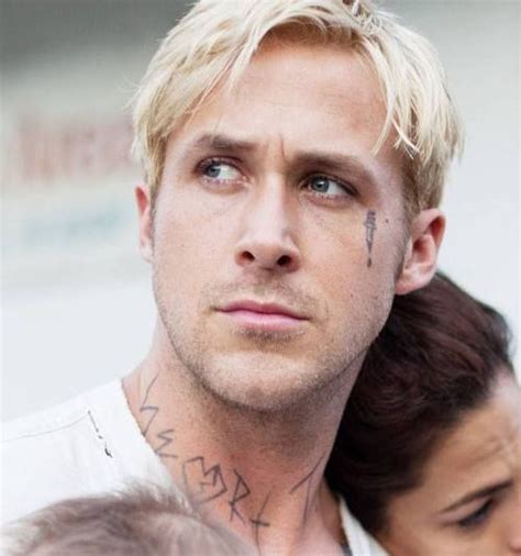 #ryan #gosling #theplacebeyondthepines #tattoos #blonde #bleached #bleachedhair | Men blonde ...