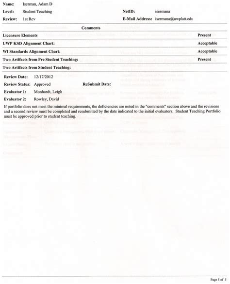 Level II Portfolio Assessment Rubric - Adam Iserman