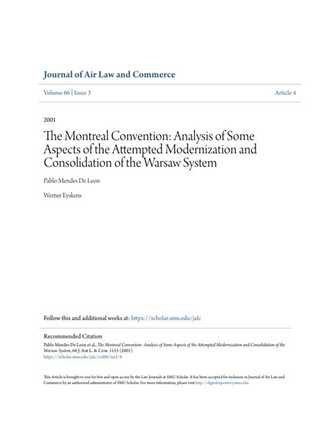 The Montreal Convention - Analysis of Some Aspects of The Attempte ...