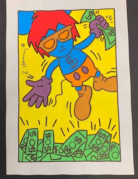 Vintage Keith Haring Pop Art Painting on Paper 11 X 8.25 - Etsy