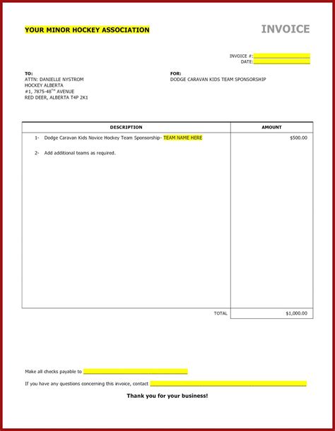 Printable Word Document Invoice Template - Printable Templates