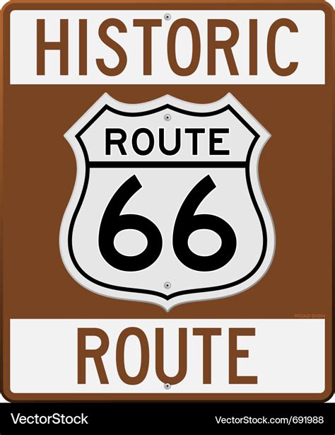 Historic route 66 sign Royalty Free Vector Image