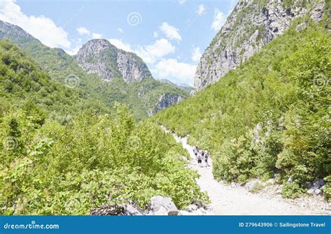 The Scenic Hike To Theth Waterfall and the Blue Eye Spring in Theth, Albania Stock Photo - Image ...