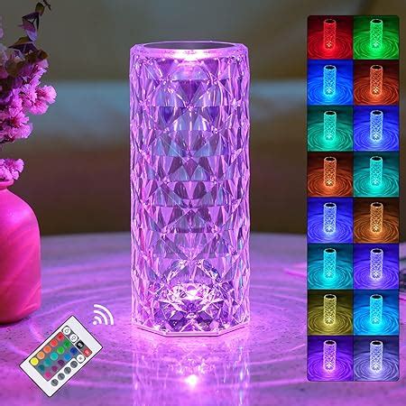 Hizeyluck 16 RGB Color-Changing Desk Lamp, Rose Touch Crystal, Dimmable LED Night Light, Festive ...