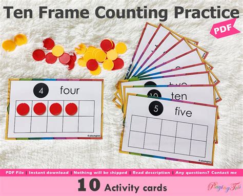 Ten Frames Activity Printable, Ten Frame Math, Learn to Count, Counting Activity, 10 Frame ...