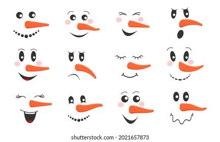 Cute Snowman Faces Vector Collection Snowman Stock Vector (Royalty Free) 1246861714 | Shutterstock