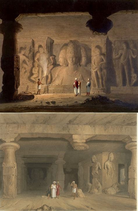 Paintings of Elephanta Caves made on the spot by English landscape ...