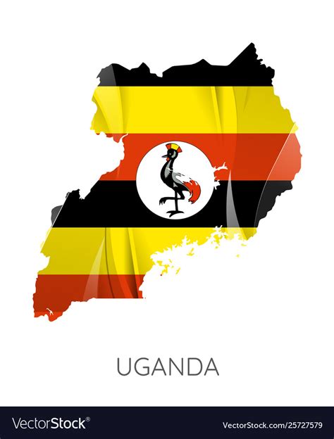 Map uganda with an official flag on white Vector Image