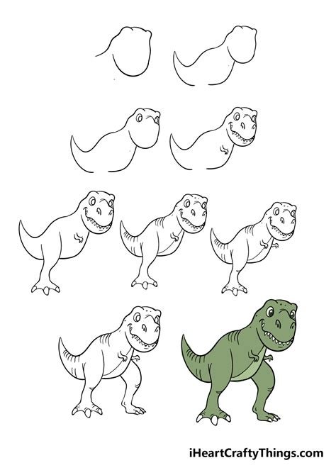 T-Rex Drawing - How To Draw T-Rex Step By Step