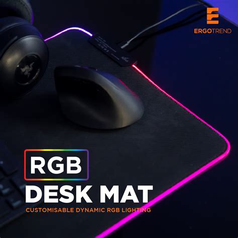 ERGOTREND RGB Desk Mat ( แผ่นรองเมาส์ รองคีย์บอร์ดขนาดใหญ่ มีไฟ RGB ดำล้วน)