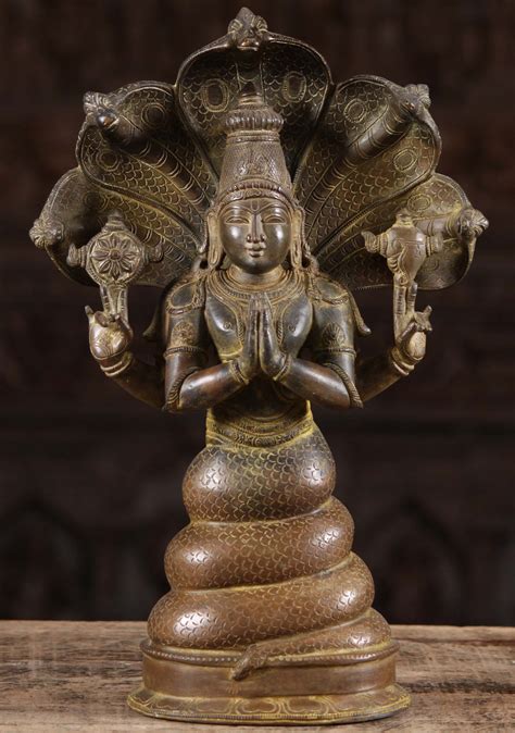 Bronze Namaste Patanjali Statue 16" (#115b17): Lotus Sculpture