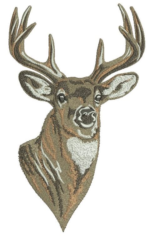 Whitetail Buck Deer Head Machine Embroidery Design instant | Etsy