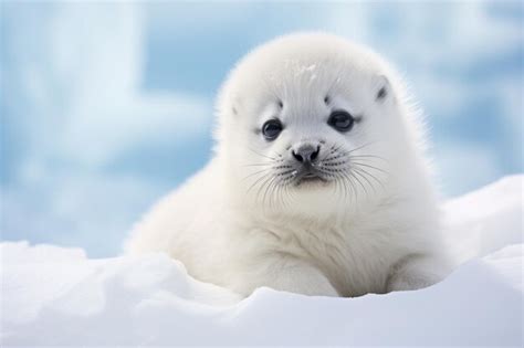 Premium Photo | There is a baby seal that is laying in the snow ...