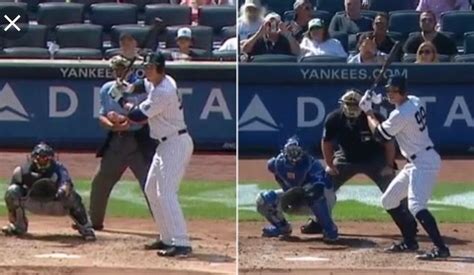 Judge’s batting stance in 2016 and 2018. | Judge, Baseball, Sport