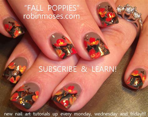 fall nail, autumn nail, retro fall nail, geometic nail, fall floral ...