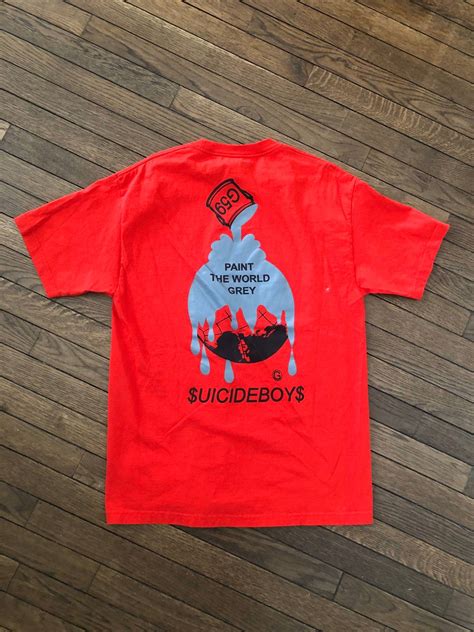 Pouya & $uicideboy$ Merch G59 SuicideBoys “Paint The World Grey” Tee Red Large suicide | Grailed