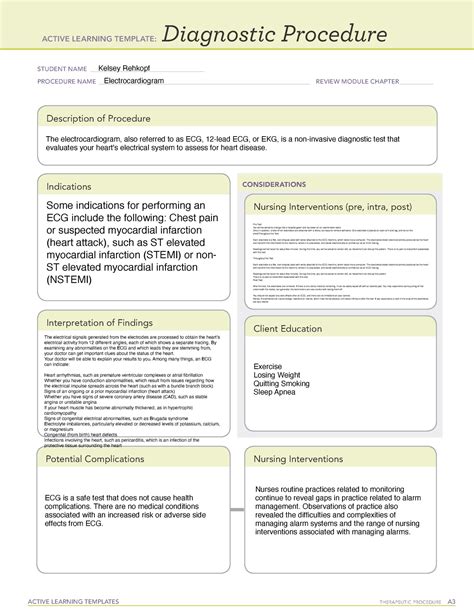 Electrocardiogram - ATI Active Learning Template - ACTIVE LEARNING TEMPLATES THERAPEUTIC ...