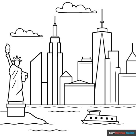 New York Skyline Coloring Page | Easy Drawing Guides