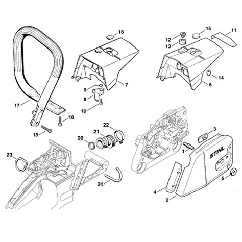 Stihl MS 340 Chainsaw (MS340) Parts Diagram, Chain sprocket cover-Handlebar