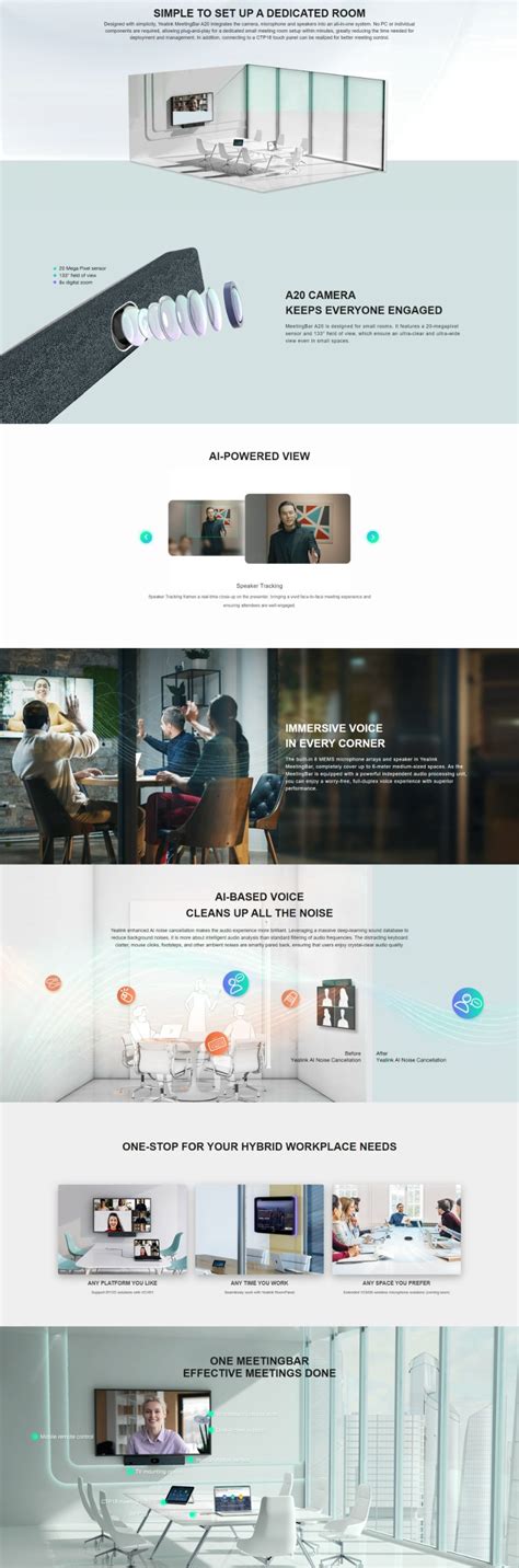 Yealink A20 Zoom All-in-one Android Video Collaboration Bar for Small ...