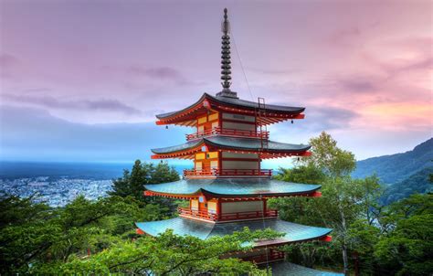 Wallpaper the sky, roof, Tokyo, Japan, Senso-ji temple, pagoda of Senso ...