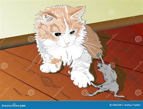 A cat and a rat stock vector. Illustration of nudicaudate - 4582238