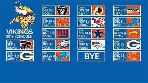 Printable Vikings Schedule