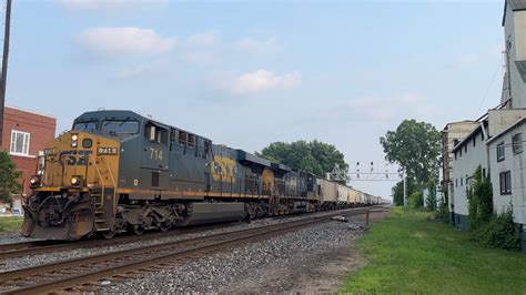 Horn Show! CSX #’s 714 (ES44AC-H) & 29 (AC44CW) leads CSX G805 through Carleton, MI (6/16/23 ...